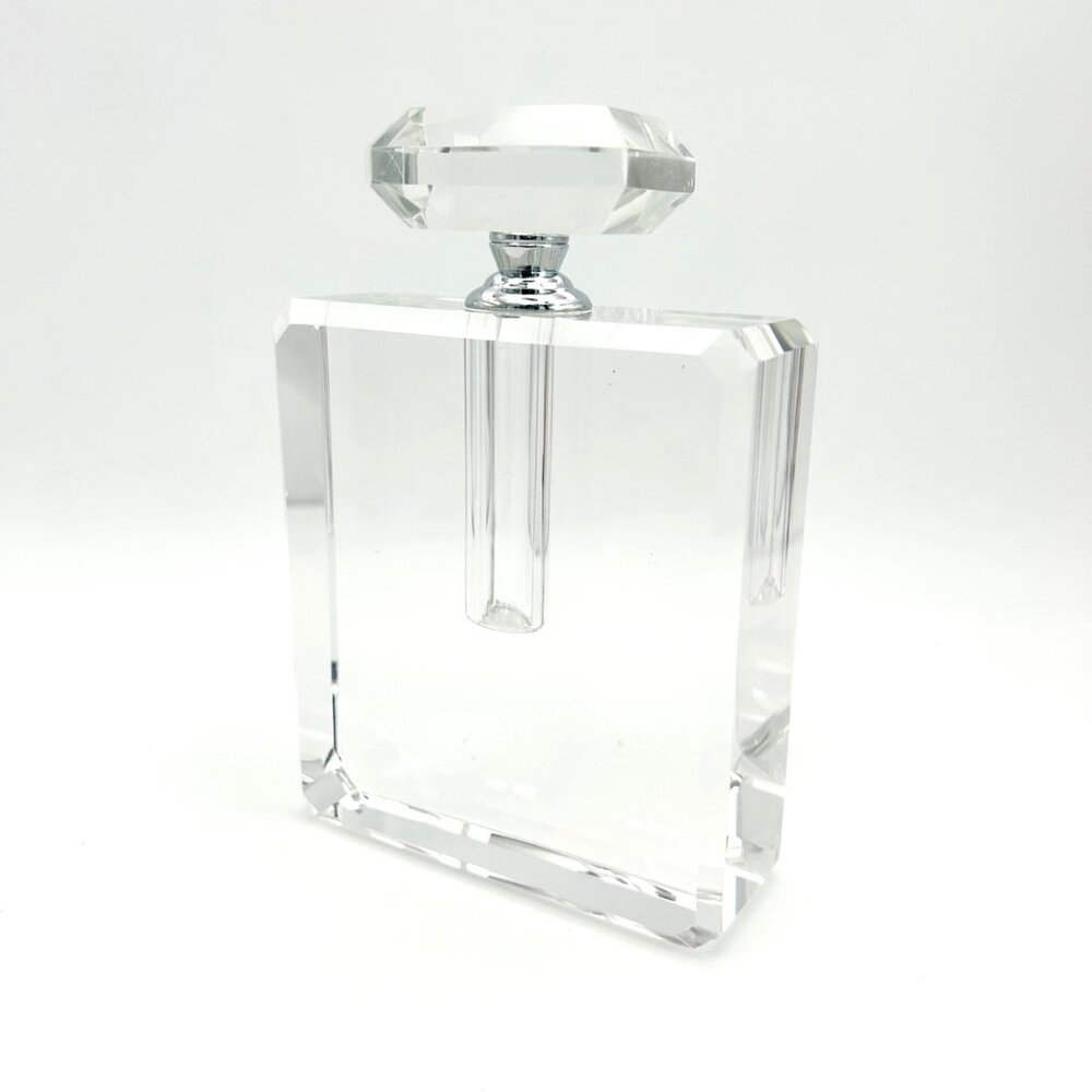 Art Deco Square Crystal Perfume Bottle for Dressing Table Vanity *NO DAUBER* Vtg